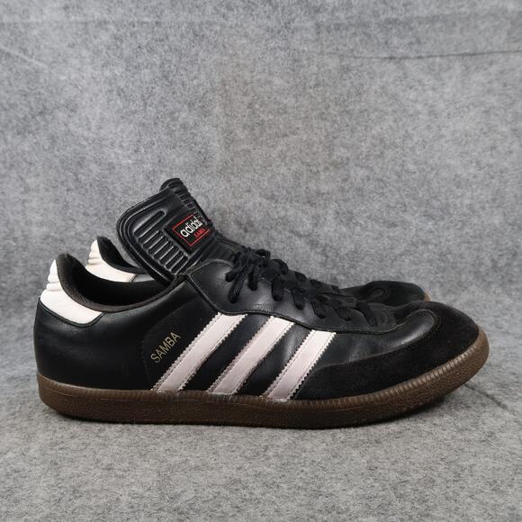 Adidas Shoes Mens 9.5 Samba Sneaker Leather Lifestyle Black White Casual Trainer - Picture 1 of 16